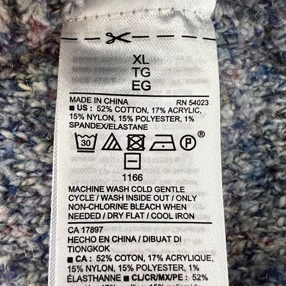 Old Navy Mens Sweater XL Blue Purple Marled V-Neck Long Sleeve Cotton Blend - Picture 5 of 5